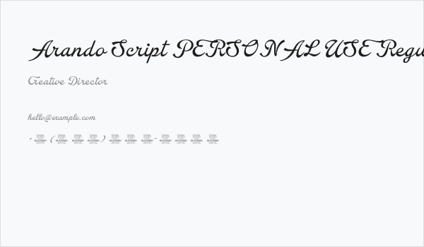Arando Script PERSONAL USE Regular Business Card