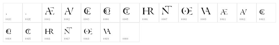 Aranea Imaginative Ligatures Character Map