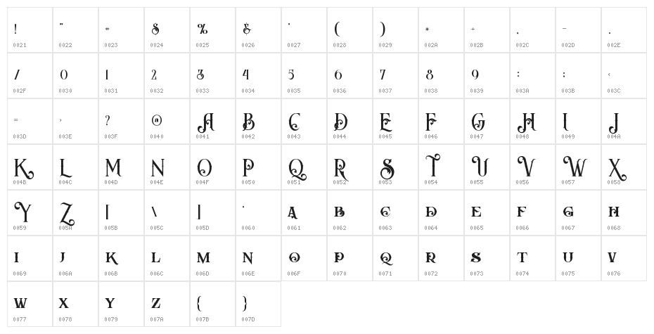 Arbatosh Regular Character Map
