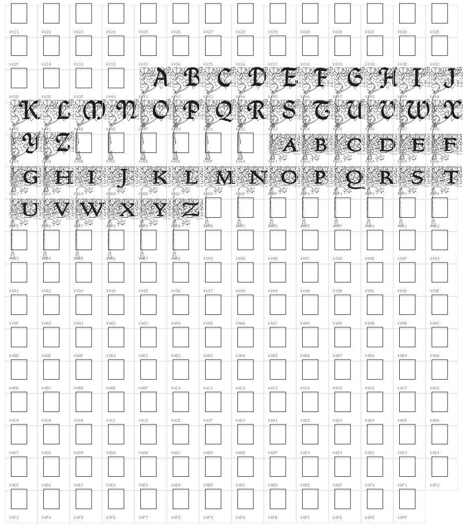 Arborial_Initials Character Map