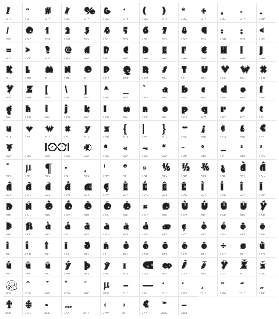 ArbuckleInlineNF Character Map