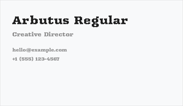 Arbutus Regular Business Card