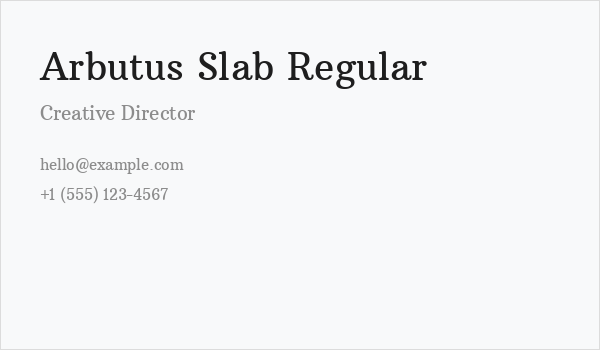 Arbutus Slab Regular Business Card