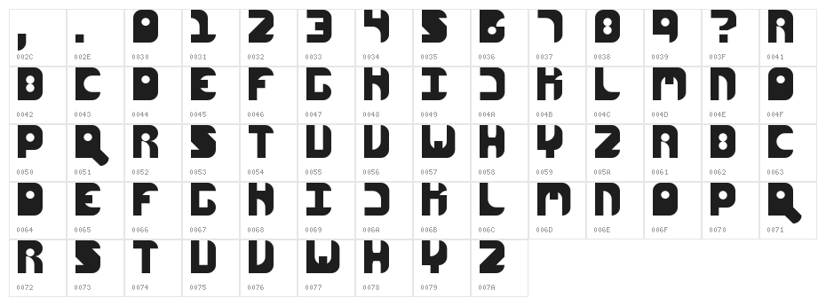 Arcadia Regular Character Map