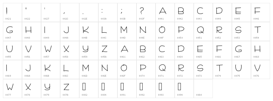 Arch Unique Font Regular Character Map