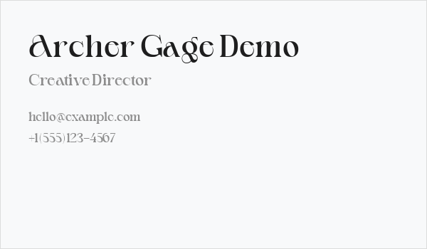 Archer Gage Demo Business Card