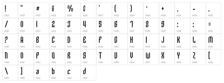Archery Black Condensed Character Map