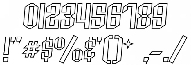 Archery Black Outline Italic Font OTHER CHARS