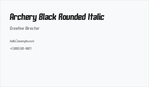 Archery Black Rounded Italic Business Card