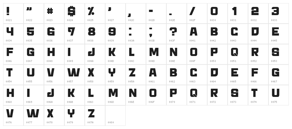 Archigadget Regular Character Map