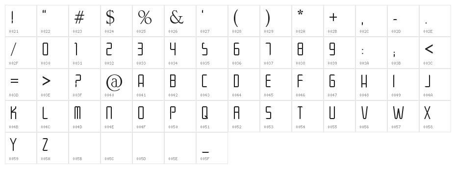 Architek Character Map