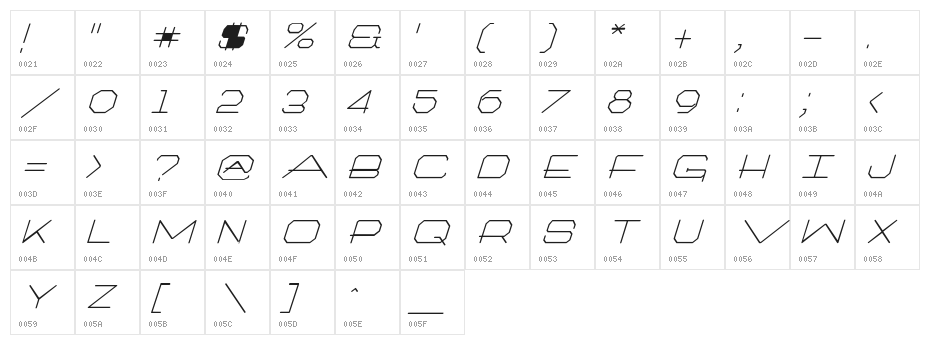 Architext-Itali Character Map
