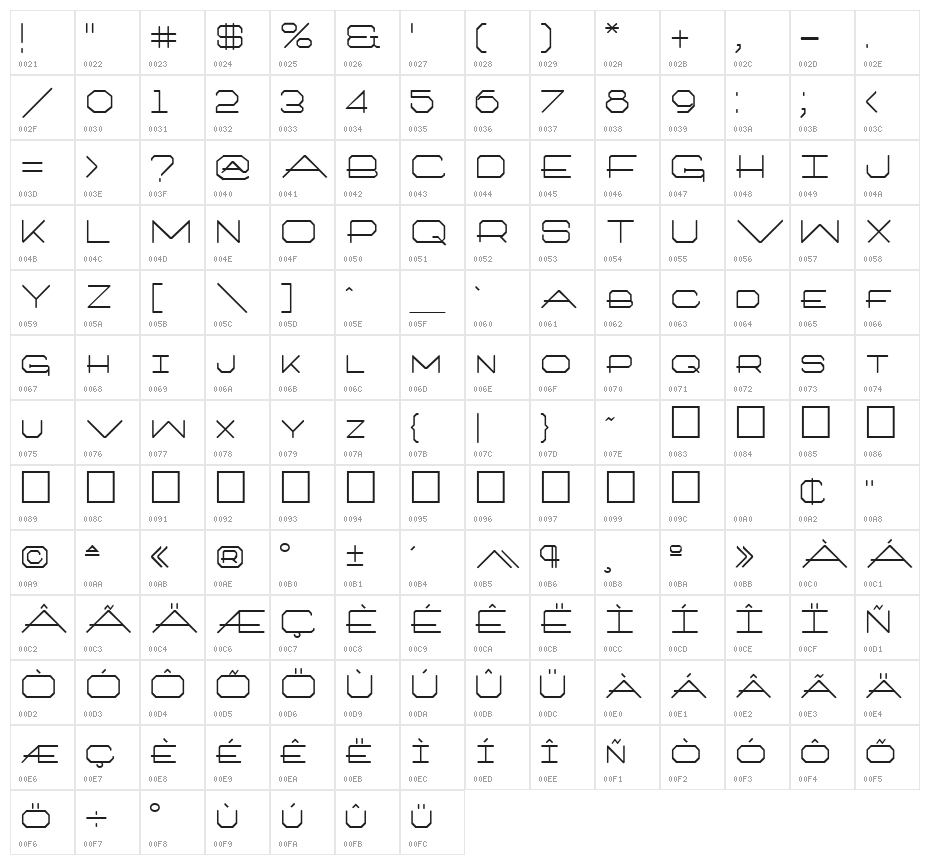 Architext Regular Character Map