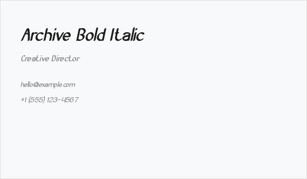 Archive Bold Italic Business Card