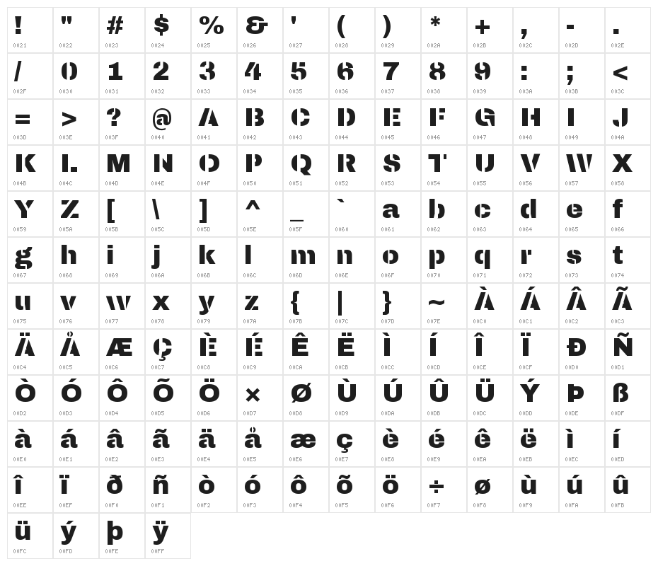 Archivo Black Character Map