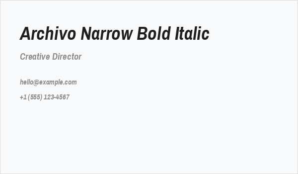 Archivo Narrow Bold Italic Business Card