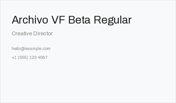 Archivo VF Beta Regular Business Card