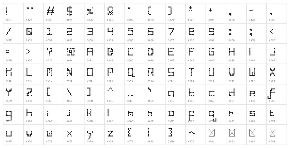 Archular Exo Lite Regular Character Map