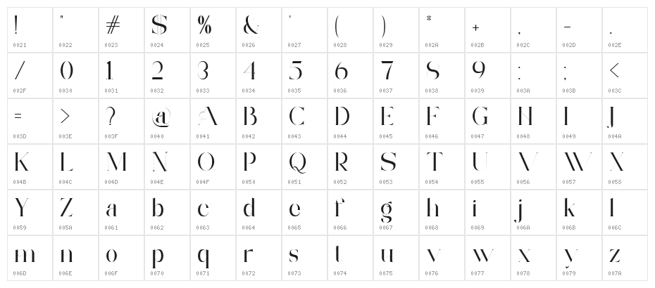 Archwaltz Demo Regular Character Map