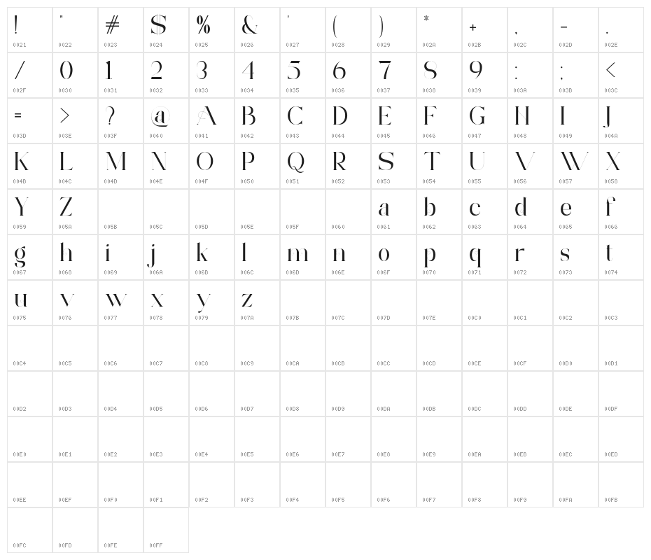 ArchwaltzDemo-Regular Character Map