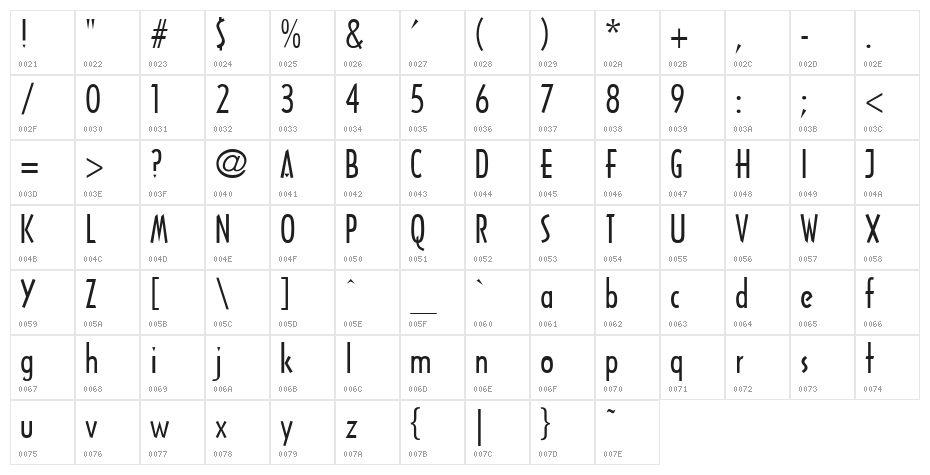 Arcitectura Character Map