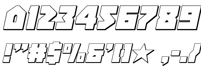 Arctic Guardian 3D Italic Font OTHER CHARS