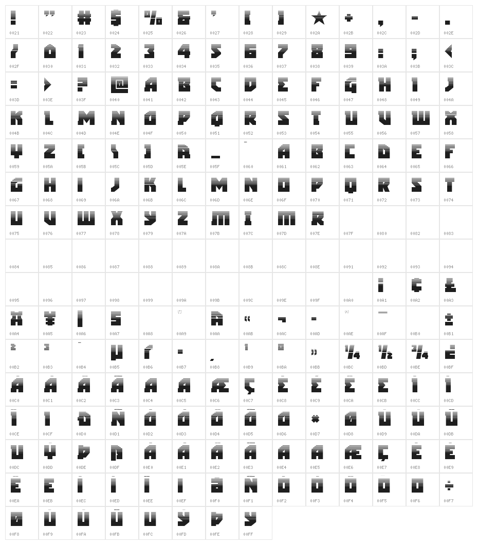 Arctic Guardian Halftone Character Map