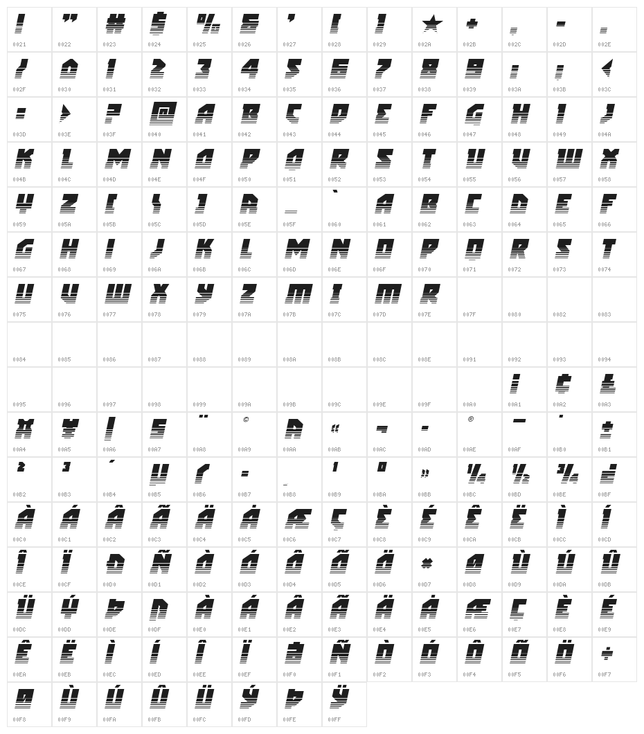 Arctic Guardian Twotone Italic Character Map