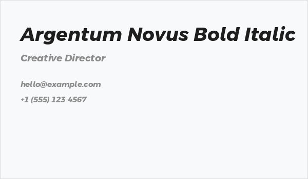 Argentum Novus Bold Italic Business Card
