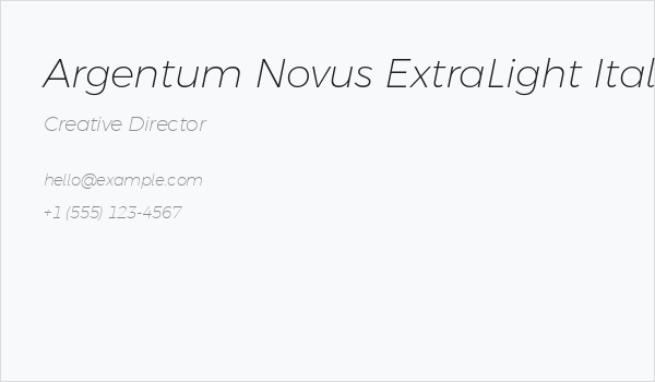 Argentum Novus ExtraLight Italic Business Card