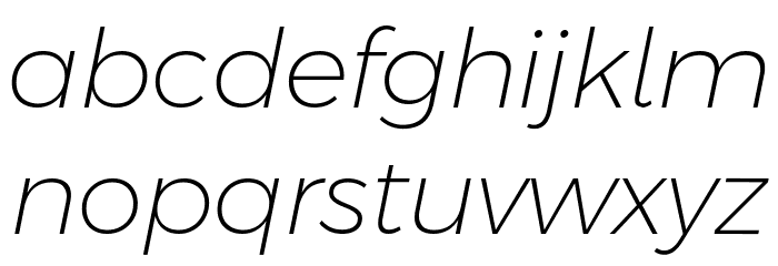 Argentum Novus ExtraLight Italic Schriftart Kleinbuchstaben