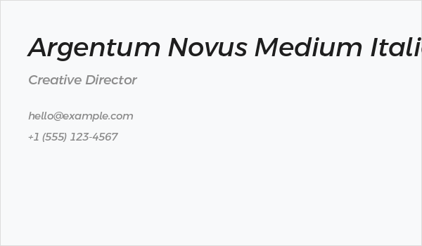 Argentum Novus Medium Italic Business Card