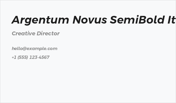 Argentum Novus SemiBold Italic Business Card