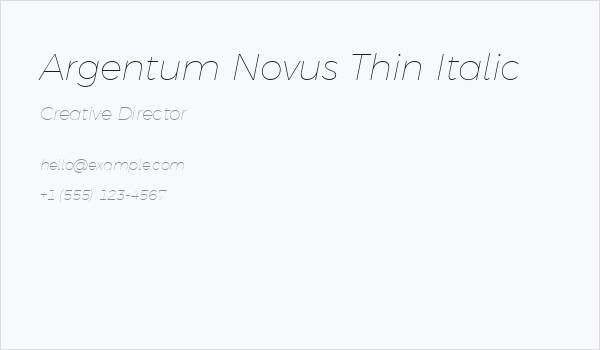 Argentum Novus Thin Italic Business Card