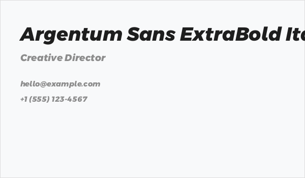 Argentum Sans ExtraBold Italic Business Card