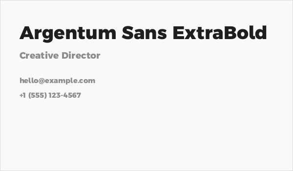 Argentum Sans ExtraBold Business Card