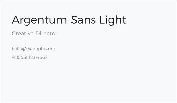 Argentum Sans Light Business Card