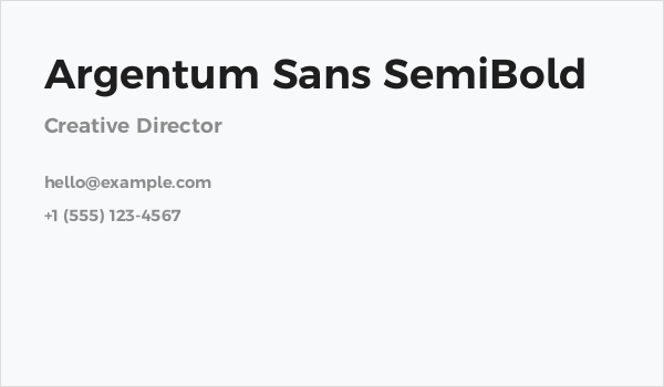 Argentum Sans SemiBold Business Card