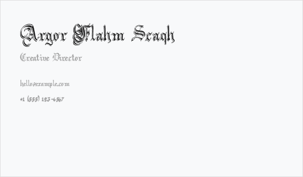 Argor Flahm Scaqh Business Card