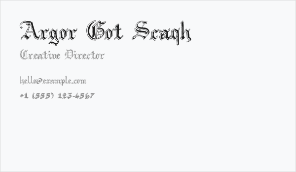Argor Got Scaqh Business Card