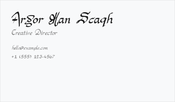 Argor Man Scaqh Business Card
