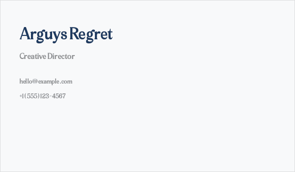 Arguys Regret Business Card