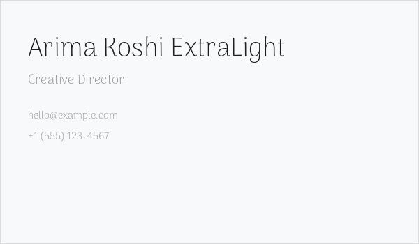 Arima Koshi ExtraLight Business Card