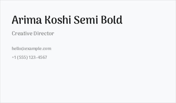 Arima Koshi Semi Bold Business Card