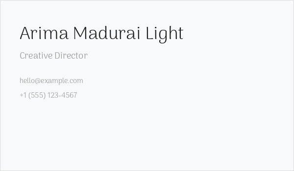 Arima Madurai Light Business Card
