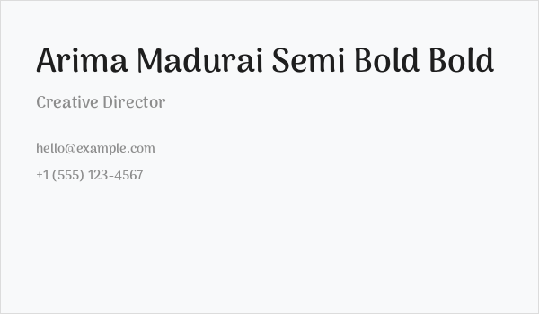Arima Madurai Semi Bold Bold Business Card