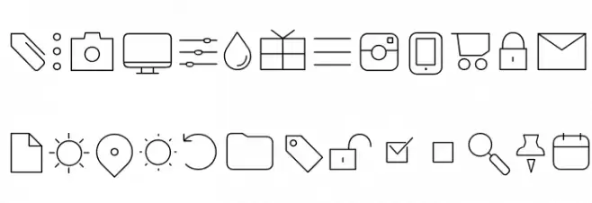 Arista Pro Icons Thin Caratteri MAIUSCOLE