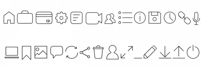 Arista Pro Icons Thin फ़ॉन्ट लोअरकेस