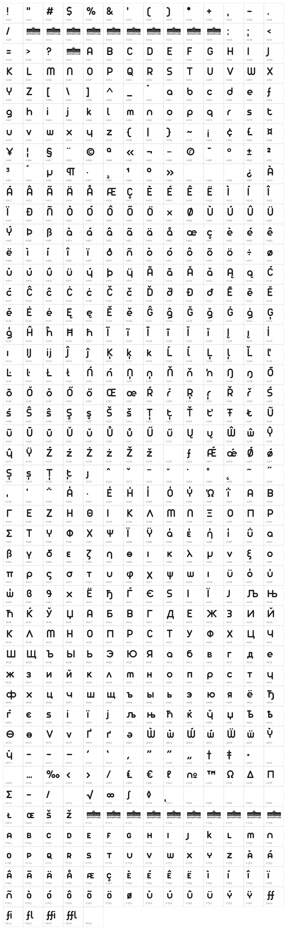 Arista Pro Trial SemiBold Character Map
