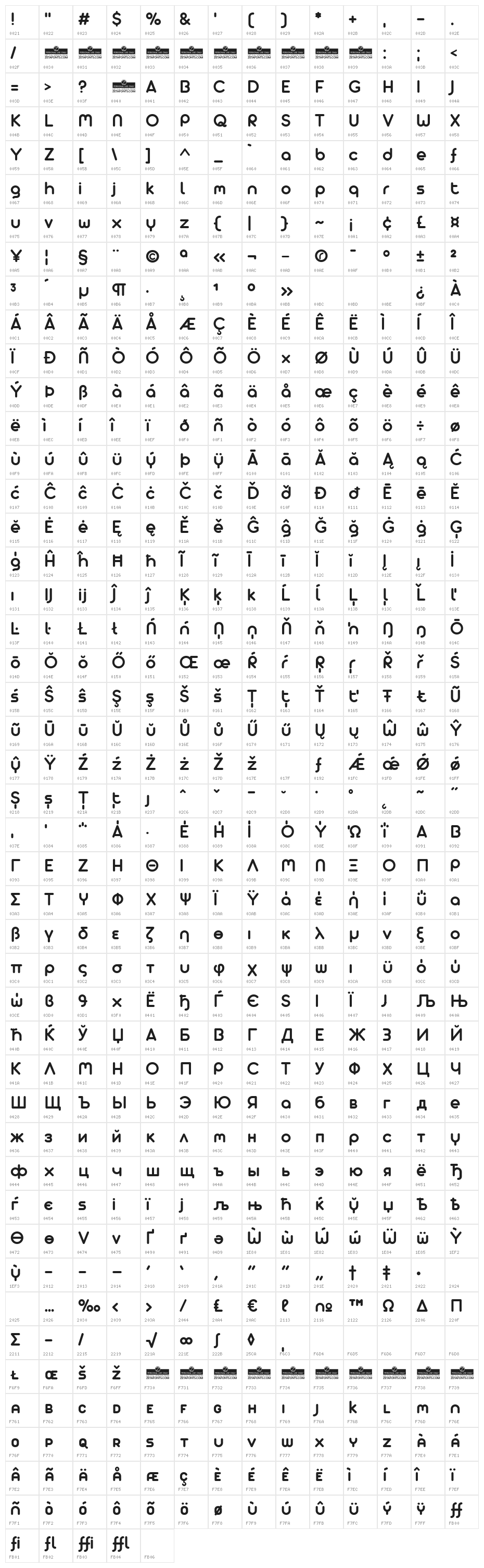 AristaProAlternate-DemiBold Character Map